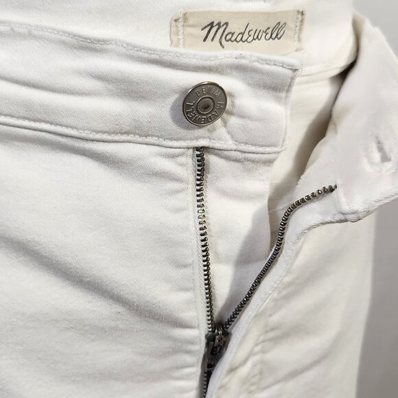 Madewell Women's 32 White Zip Belt Loop Cali Demi- Boot Crop Jeans Stretch - Picture 7 of 16